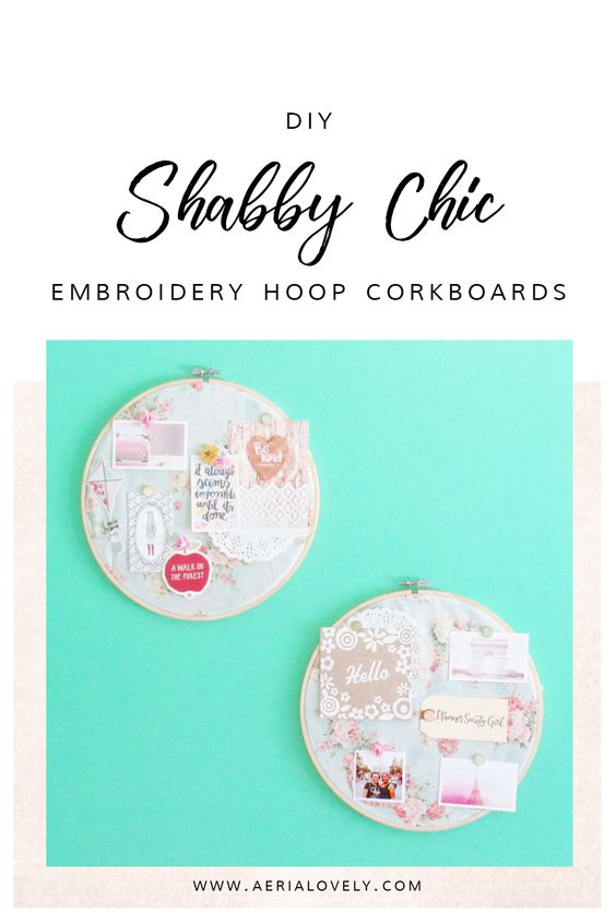 diy shabby chic embroidery hoop corkboards