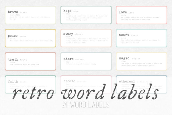 Retro Word Labels