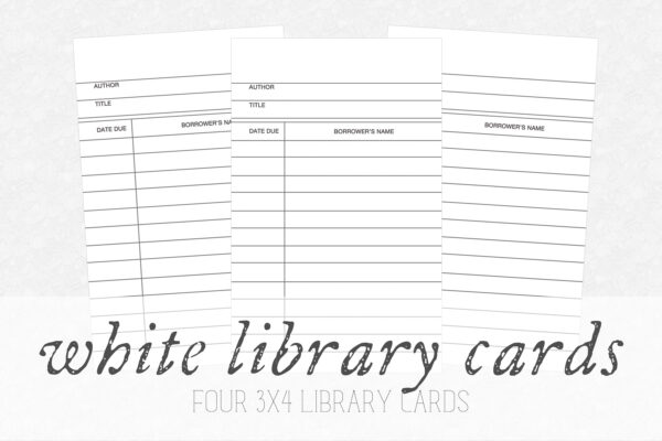 White Library Cards