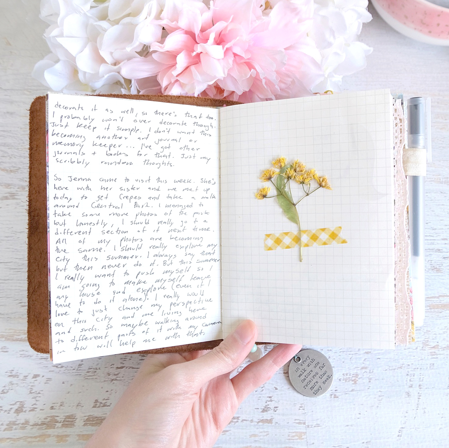 journaling in my A6 foxy fix Rowena traveler's notebook