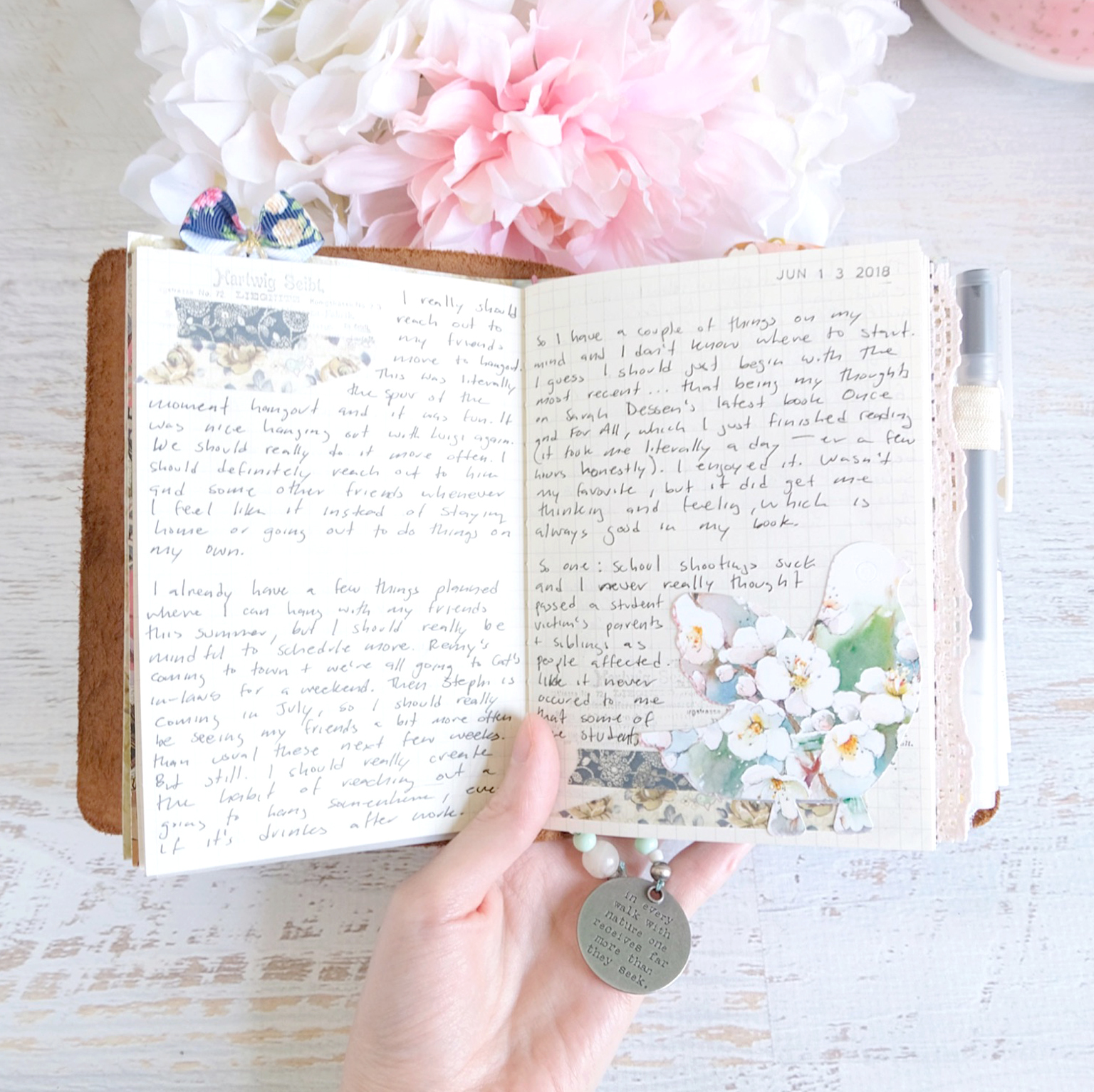 journaling in my A6 foxy fix Rowena traveler's notebook