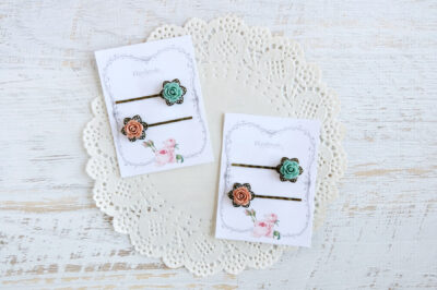 Vintage Floral Paperclips: Mauve + Mint