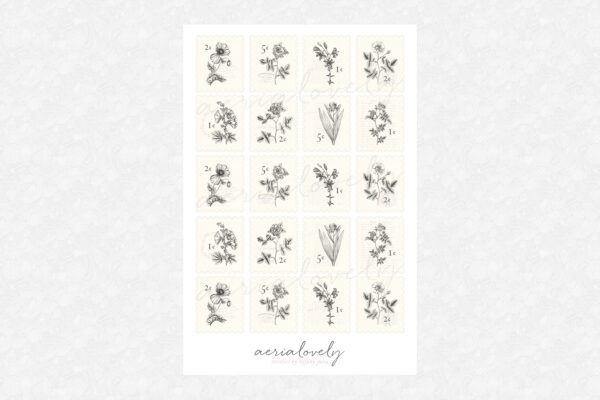 Sketched Floral Stamp Stickers