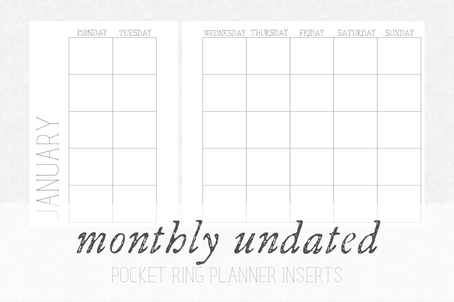 Pocket Ring Planner Monthly Inserts Aerialovely
