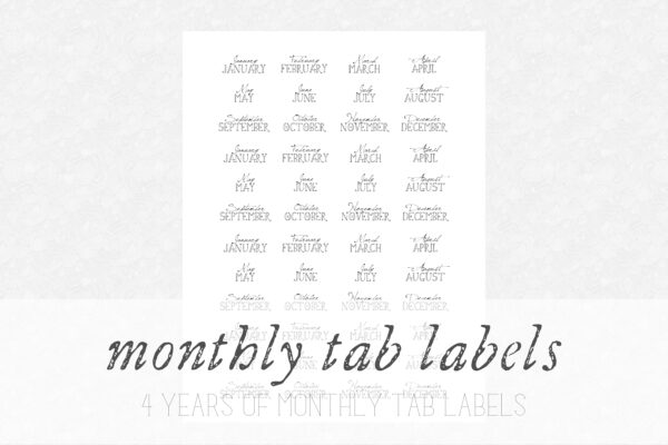 Monthly Tab Labels