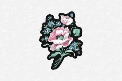 Pink Rose Floral Vinyl Sticker