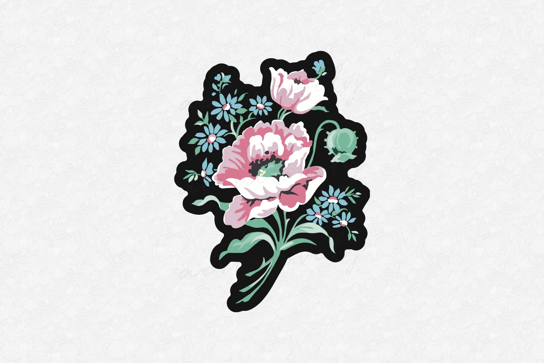 Pink Rose Floral Vinyl Sticker