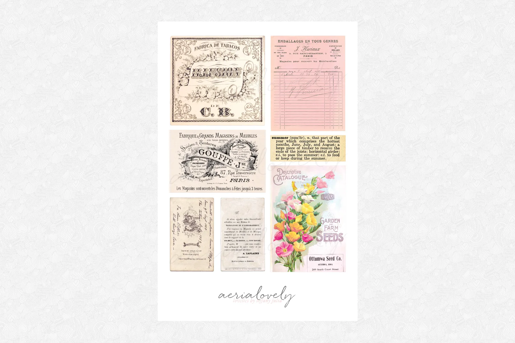 Sweet Summer Cottage Ephemera Sticker Sheet